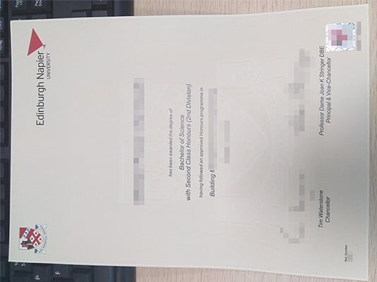 Edinburgh Napier University real degree certificate.