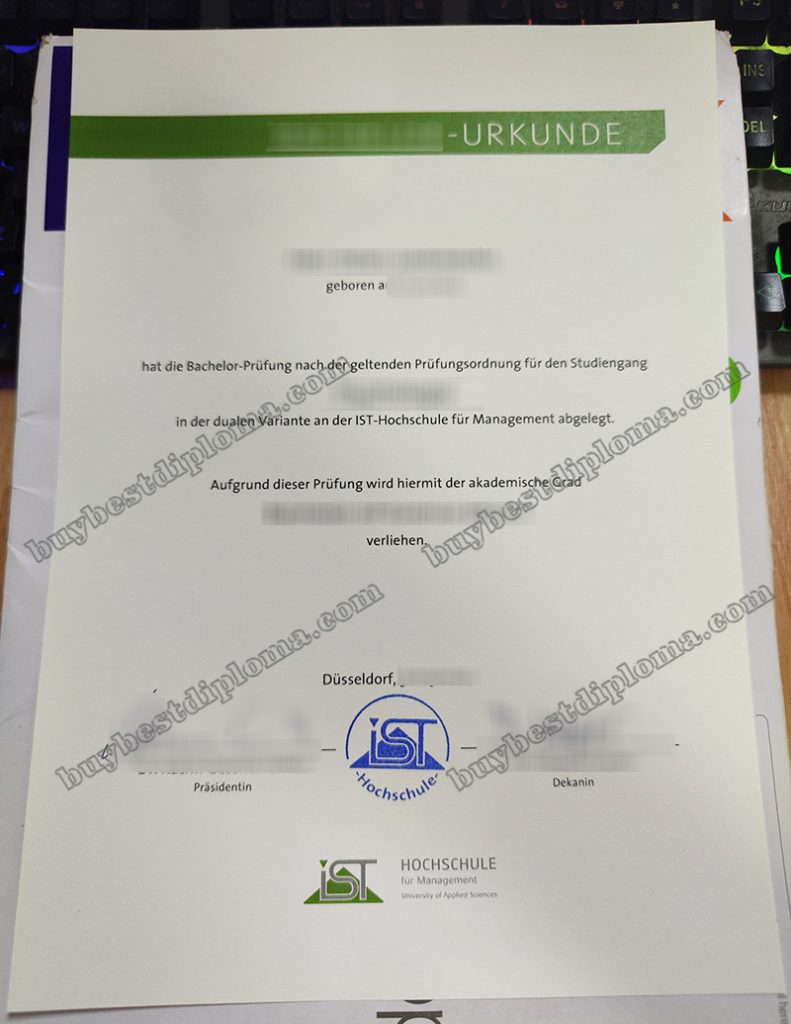 IST-Hochschule für Management urkunde, IST-Hochschule für Management diploma,