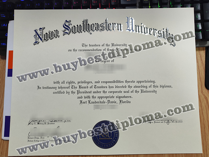 Nova Southeastern University diploma, Nova Southeastern University certificate,