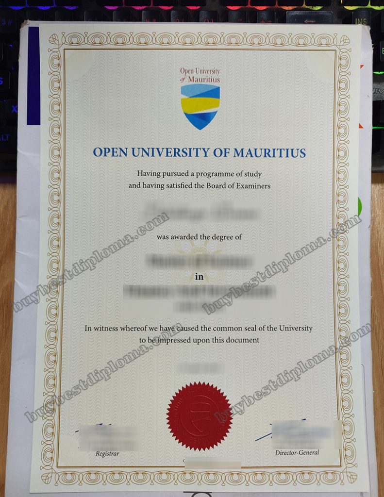 Open University of Mauritius degree, Open University of Mauritius diploma,