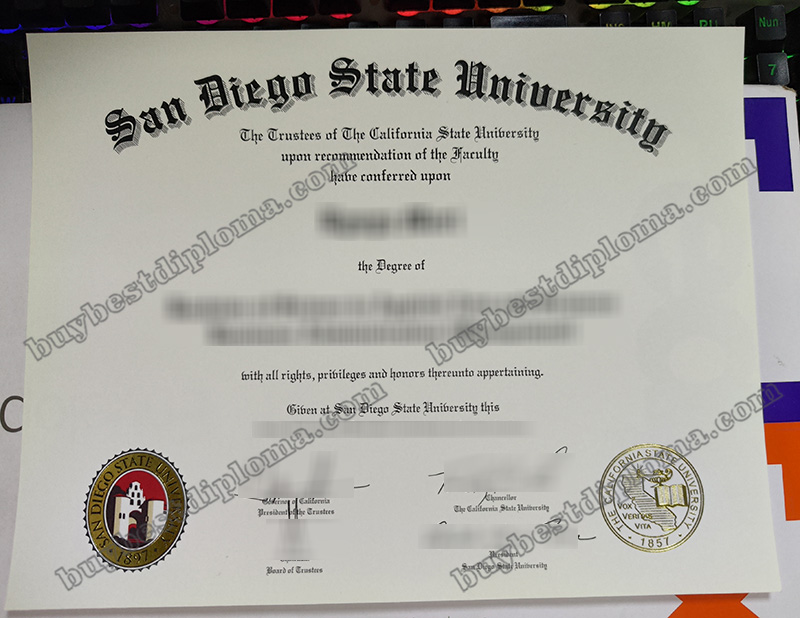 SDSU diploma, San Diego State University certificate,