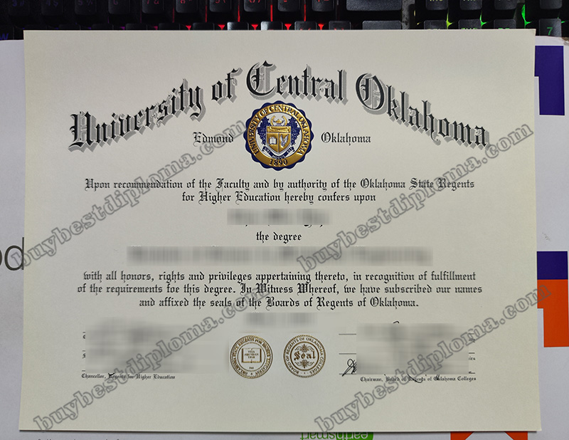 University of Central Oklahoma diploma, UCO certificate,