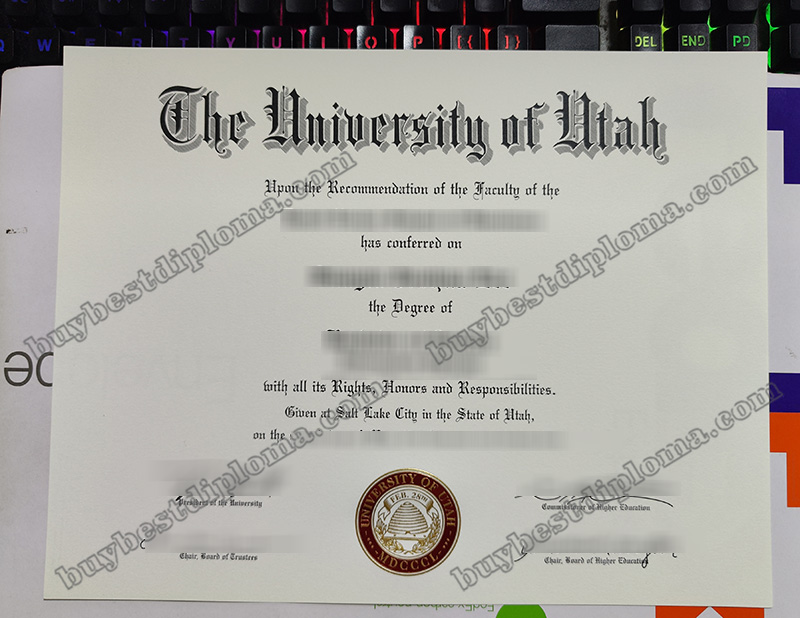 University of Utah diploma, University of Utah certificate,
